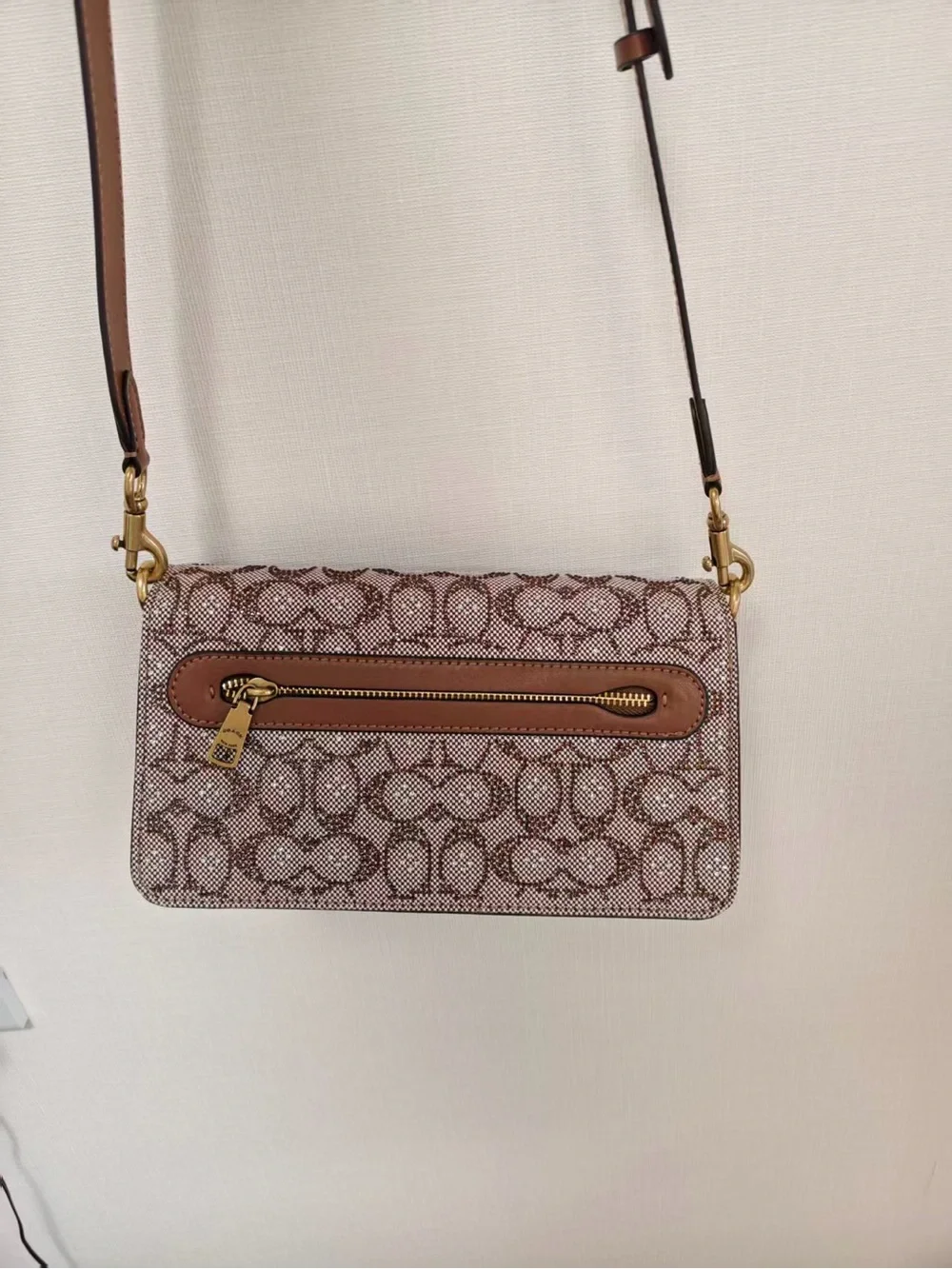 Signature Monogram Crossbody Bag in Brown and Cream